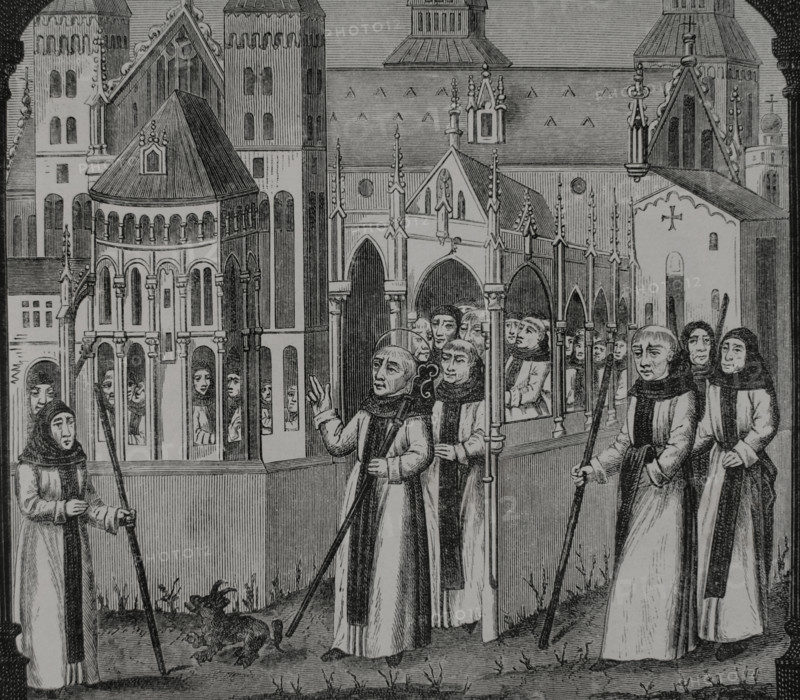 Saint Bernard, (1090-1153) takes possession of the Abbey of Clairvaux...1115 (1877).  Creator: Jules Jean Marie Joseph Huyot.