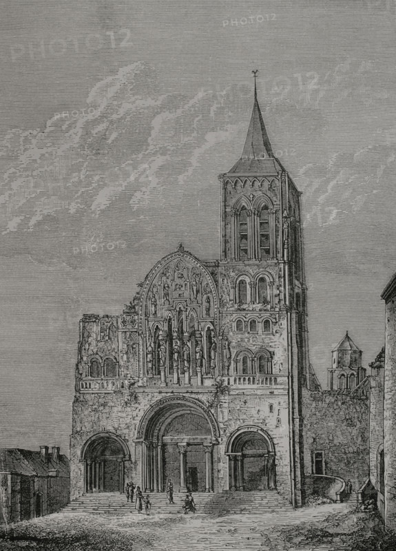 Facade of the church of St Mary Magdalene in Vézelay, France, (1877).  Creator: Unknown.