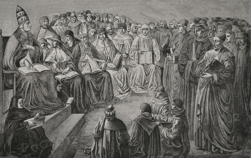 Assembly of prelates and doctors of the church held in Anagni, (Italy) in 1256, (1877). Creators: Etienne Huyot, Jules Jean Marie Joseph Huyot.
