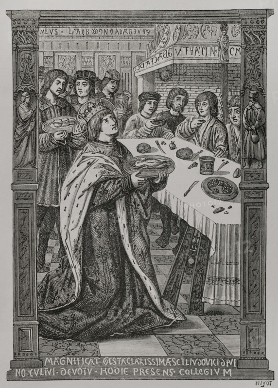 St Louis serving a meal to the poor, c1503, (1877).  Creator: Unknown.