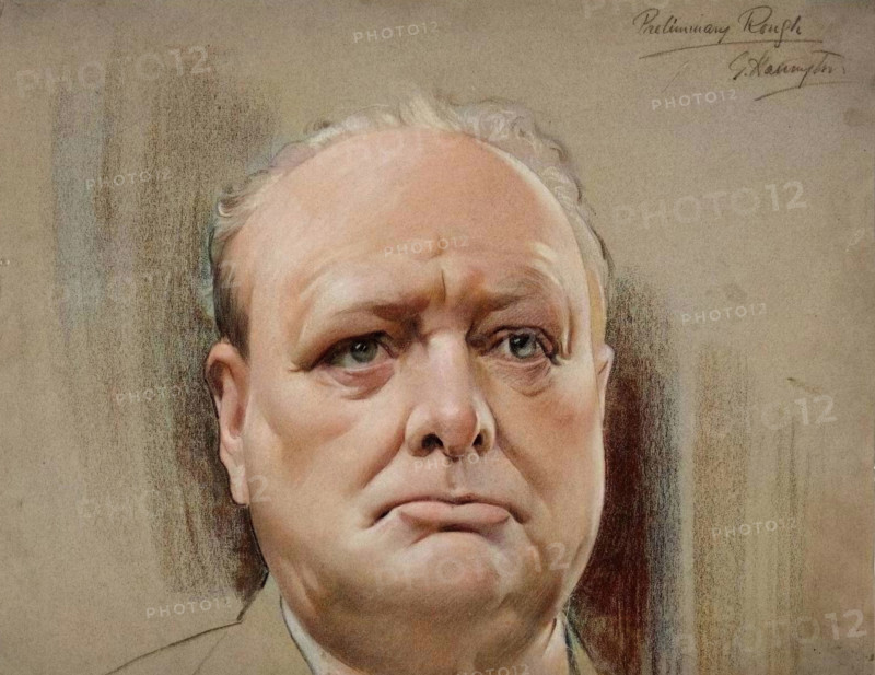Winston Churchill, between 1939 and 1946. Creators: Central Office of Information, G Harington.