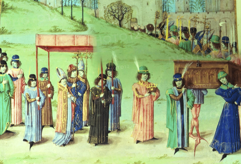 The coronation procession of Richard I, with the Barons of the Cinque Ports, c1470-c1480. Creator: Master of the London Wavrin.