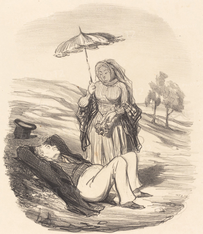Une promenade conjugale, 1852. Creator: Honore Daumier.