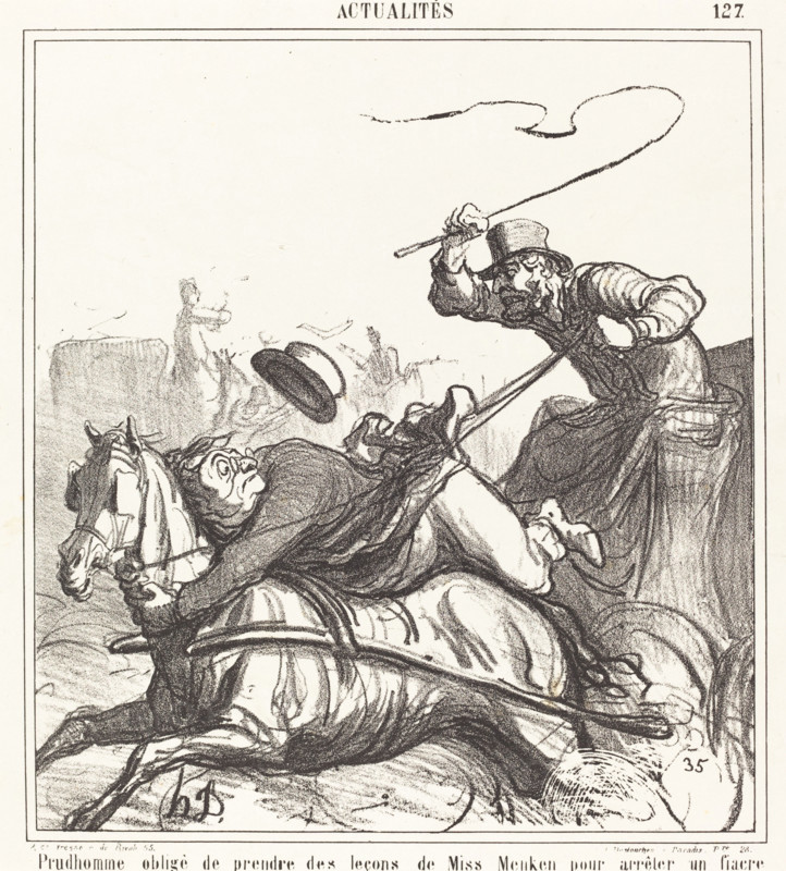 Prudhomme obligé de prendre des leçons..., 1867. Creator: Honore Daumier.
