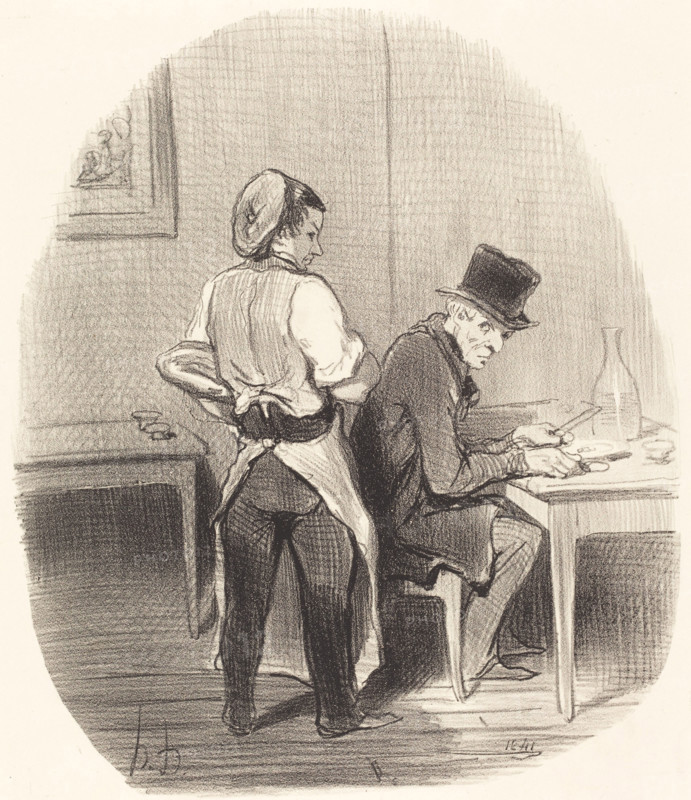 Mais, monsieur, je vous assure que c'est du vrai veau!..., 1852. Creator: Honore Daumier.