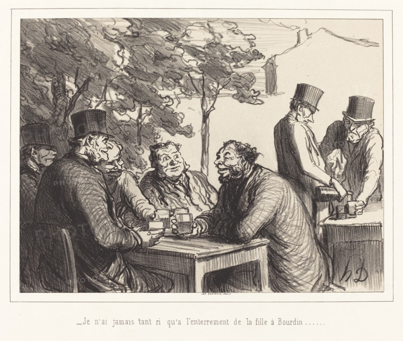 Je n'ai jamais tant ri qu'a l'enterrement de la fille à Bourdin..., 1862. Creator: Honore Daumier.