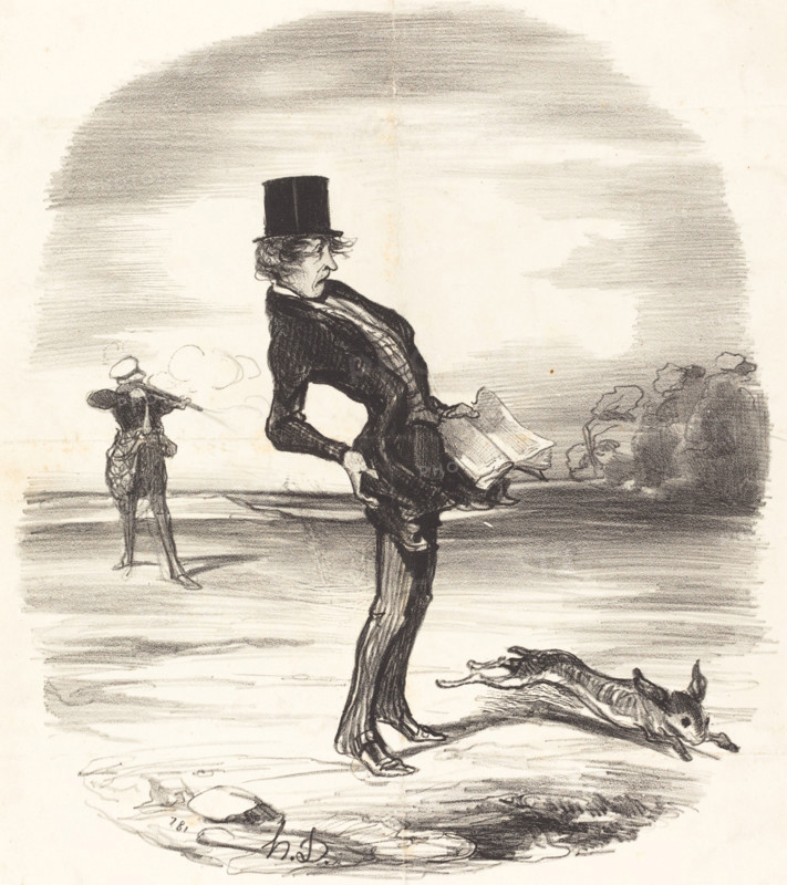 Une charge déplacée, 1845. Creator: Honore Daumier.