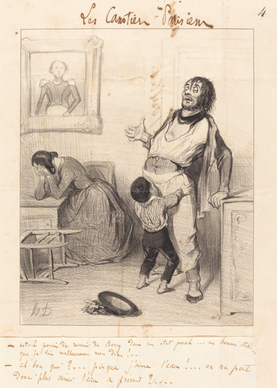 Est-il permis de revenir de Bercy dans un état pareil.., 1843.  Creator: Honore Daumier.