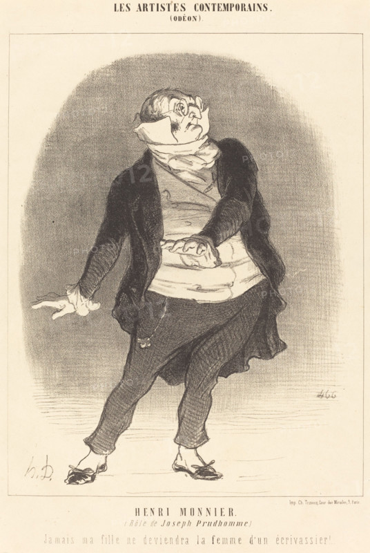 Henri Monnier (Rôle de Joseph Prudhomme), 1852. Creator: Honore Daumier.