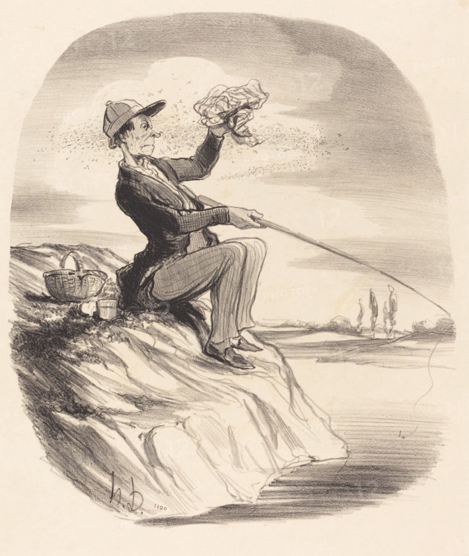 Désagrément d'aller à la pêche..., 1847. Creator: Honore Daumier.