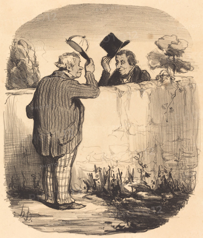 Deux bons voisins, 1847. Creator: Honore Daumier.