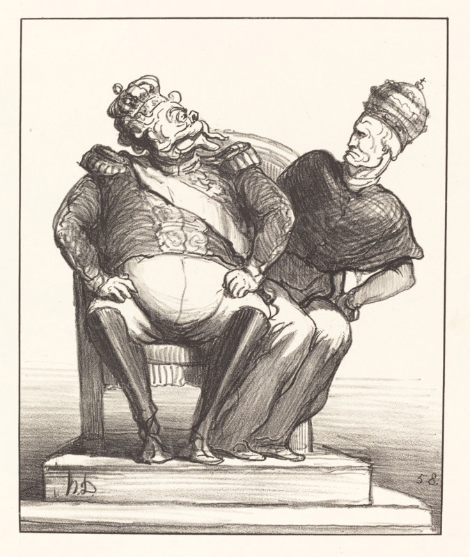 Trop étroit pour deux, 1870. Creator: Honore Daumier.