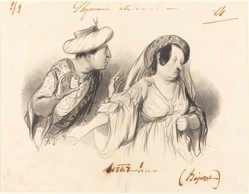 Sortez!... (Bajazet), 1841. Creator: Honore Daumier.