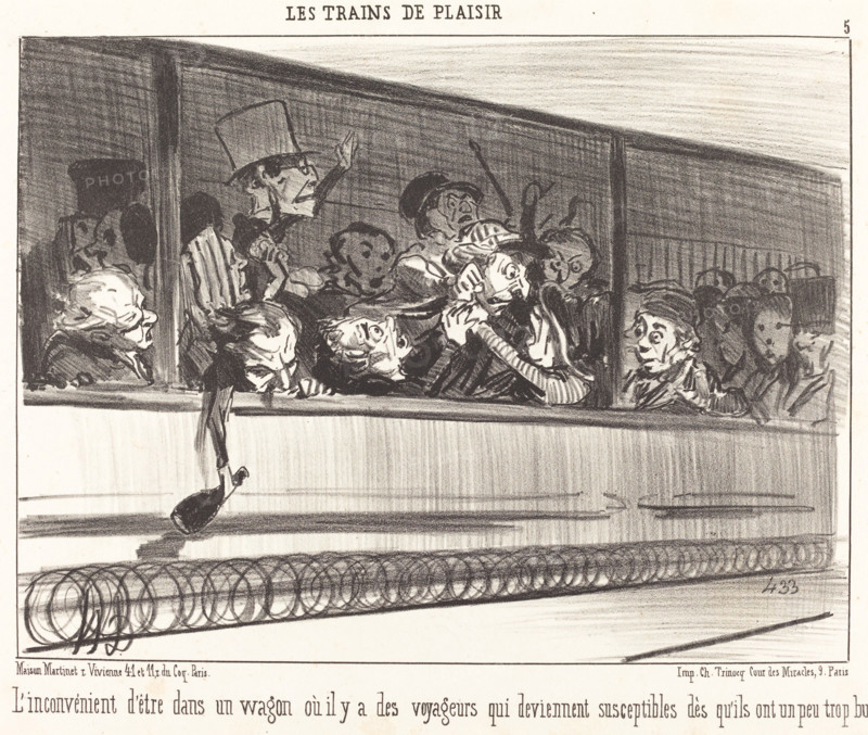 L'Inconvénient d'être dans un wagon..., 1852. Creator: Honore Daumier.