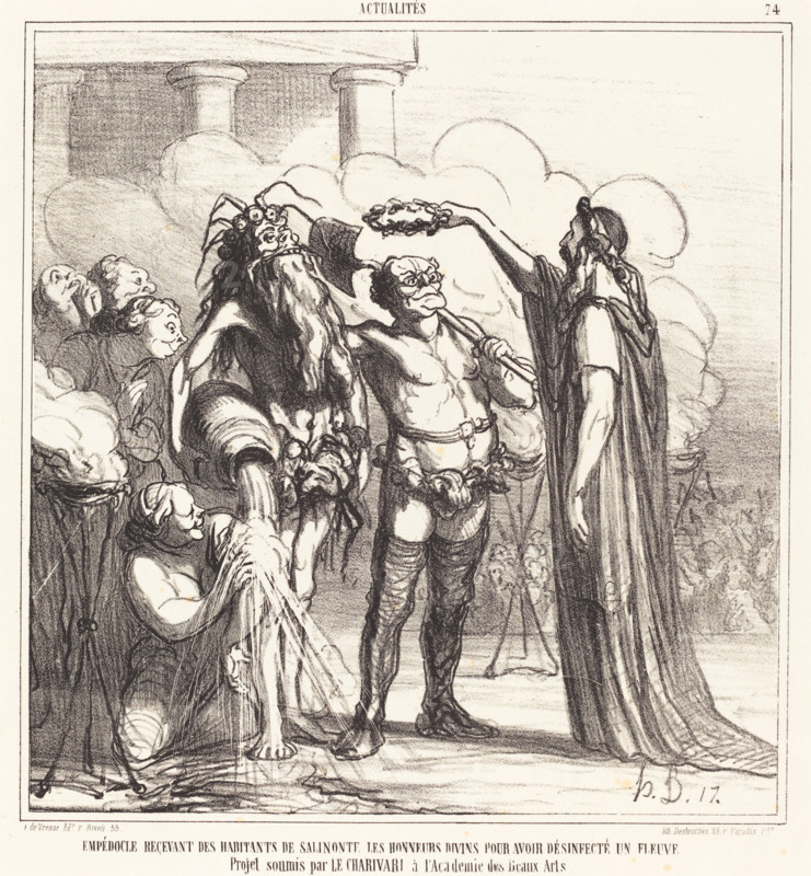 Empédocle reçevant...les honneurs divins pour avoir désinfecté un fleuve, 1866. Creator: Honore Daumier.