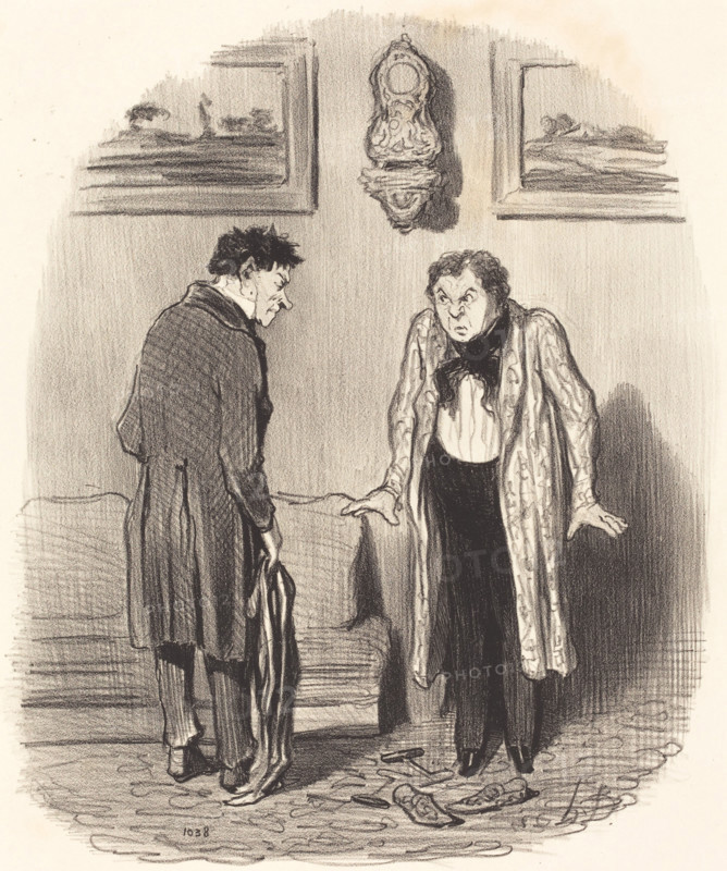 Mais quand je vous dis que je ne peux pas remuer les pieds avec ses bottes là!.., 1847.  Creator: Honore Daumier.