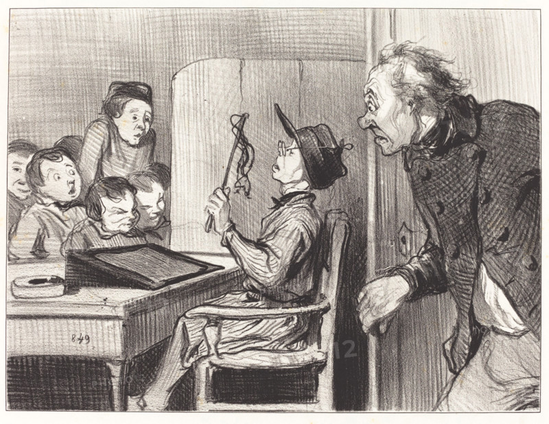 Attends, attends... j'te vas en donner moi du maître d'école!..., 1846.  Creator: Honore Daumier.