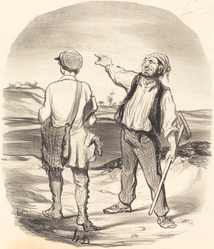 J'ai vu un lièvre de l'autre côté d'la ferme....(à part) il y a huit jours!..., 1846. Creator: Honore Daumier.