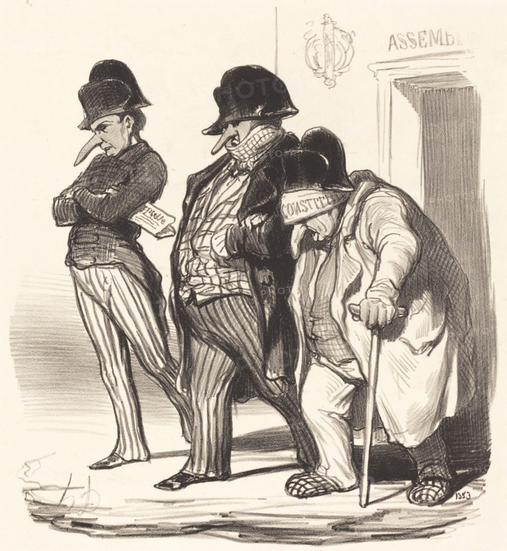 Les journaux Napoléoniens sortant de l'Assemblée Nationale..., 1848. Creator: Honore Daumier.
