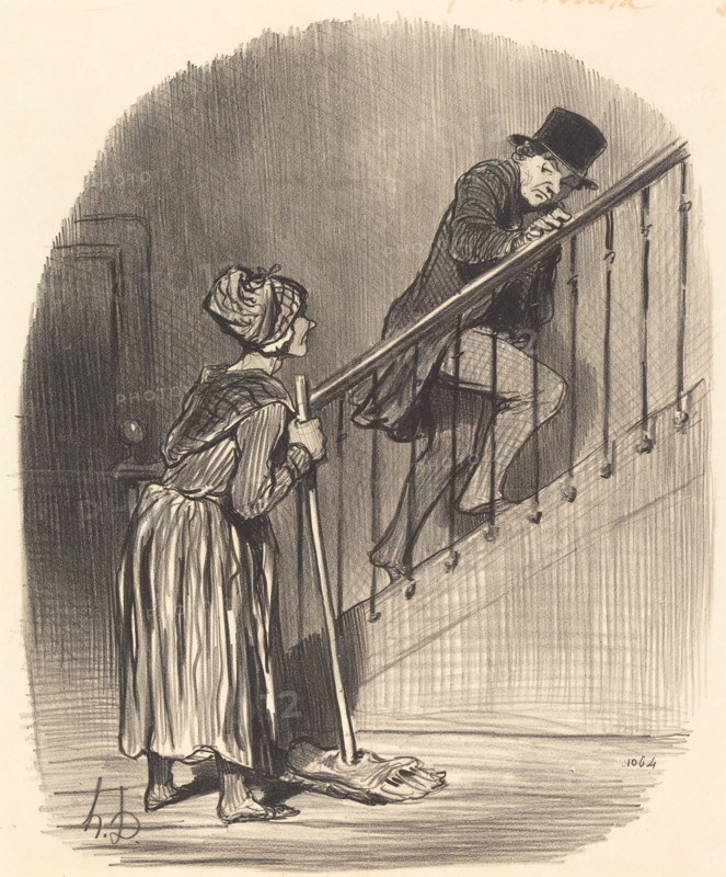 Ma femme est-elle à la maison?, 1847. Creator: Honore Daumier.