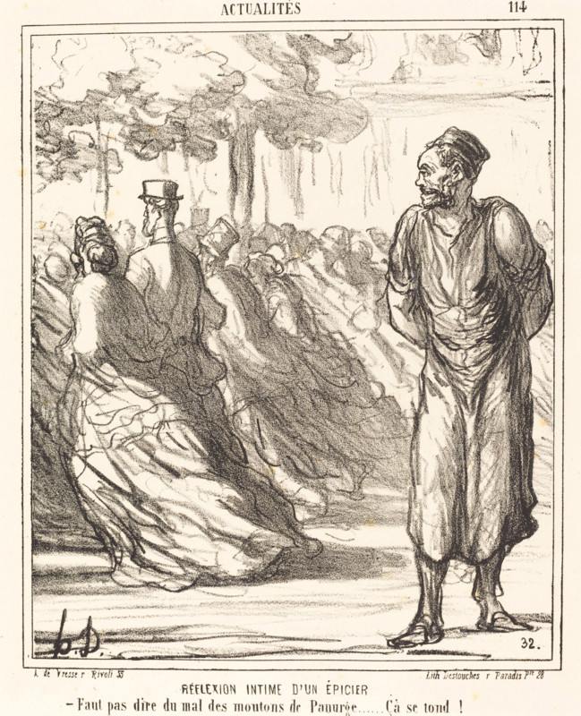 Réflexion intime d'un épicier, 1867.  Creator: Honore Daumier.