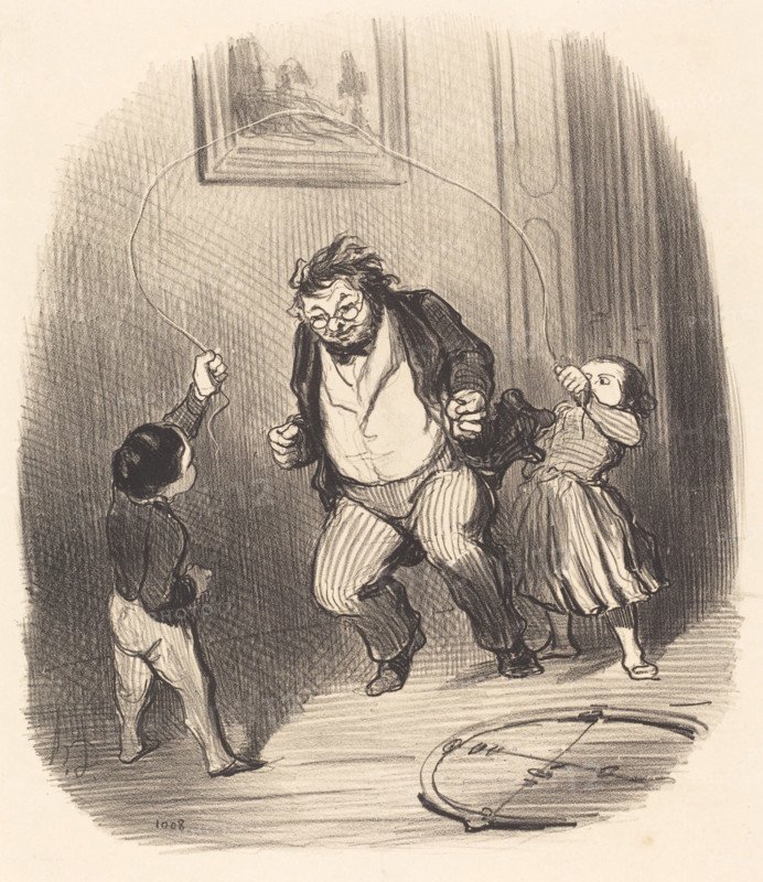 Allons, papa, fait encore trente-deux tours!, 1847. Creator: Honore Daumier.