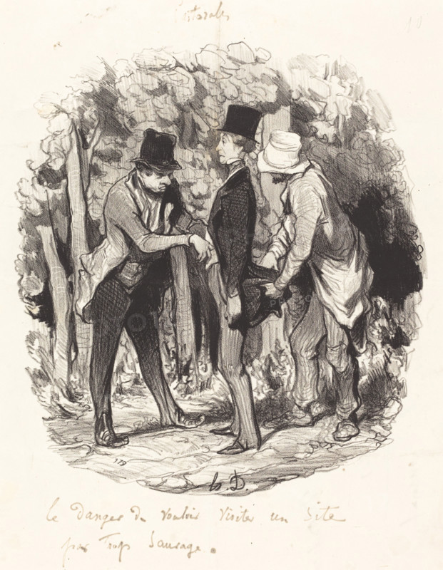 Le danger de vouloir visiter un site par trop sauvage, 1845.  Creator: Honore Daumier.