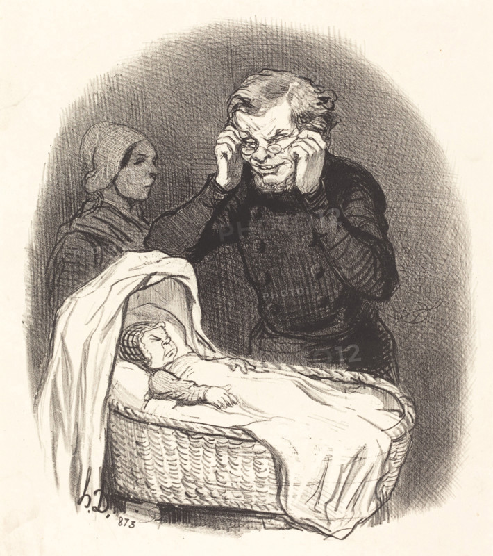 Un père heureux, 1846. Creator: Honore Daumier.