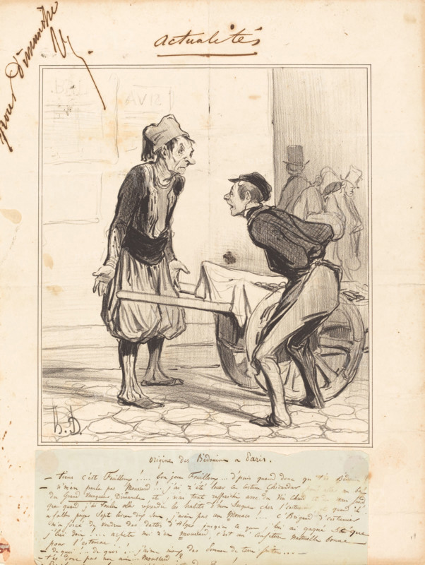 Origine des Bédoins à Paris, 1841. Creator: Honore Daumier.