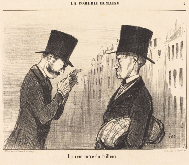 La rencontre du tailleur, 1853. Creator: Honore Daumier.