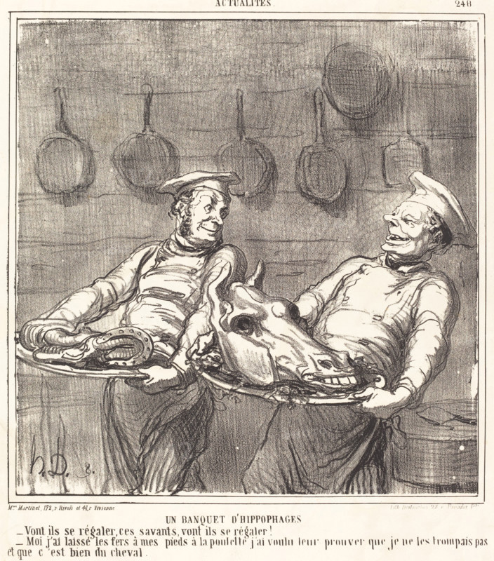 Un banquet d'hippophages, 1865. Creator: Honore Daumier.