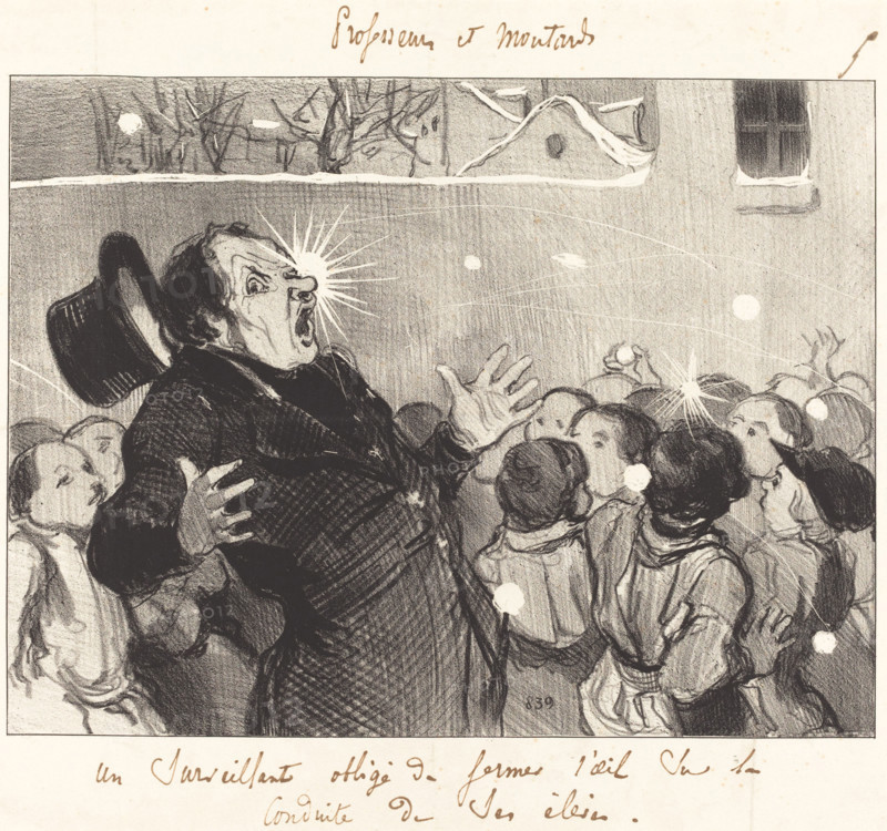 Un surveillant obligé de fermer l'oeil sur la conduite de ses élèves, 1845. Creator: Honore Daumier.