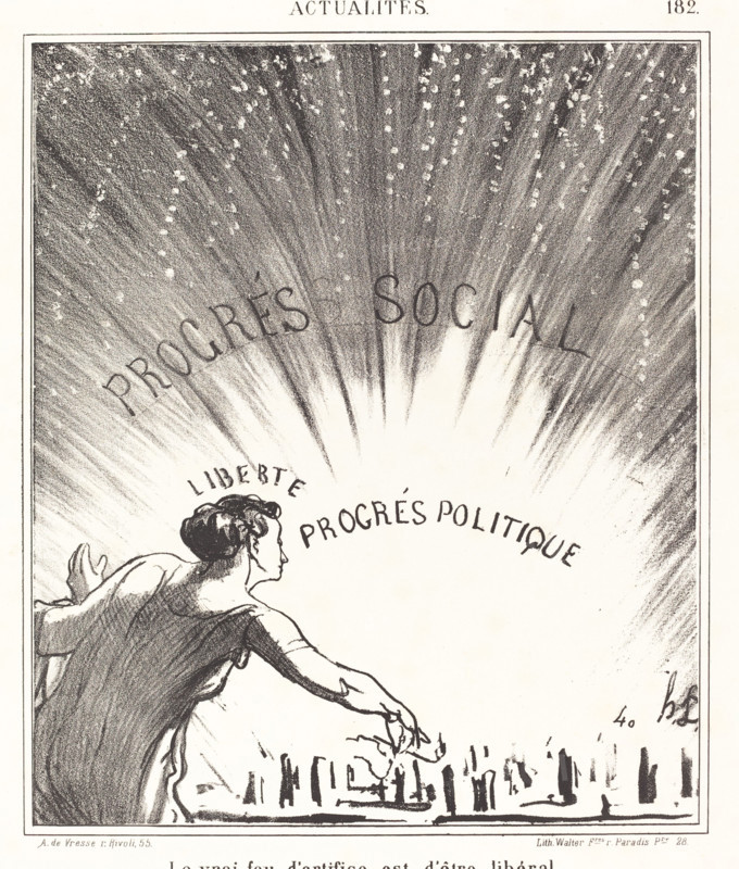 Le vrai feu d'artifice est d'être libéral, 1869. Creator: Honore Daumier.