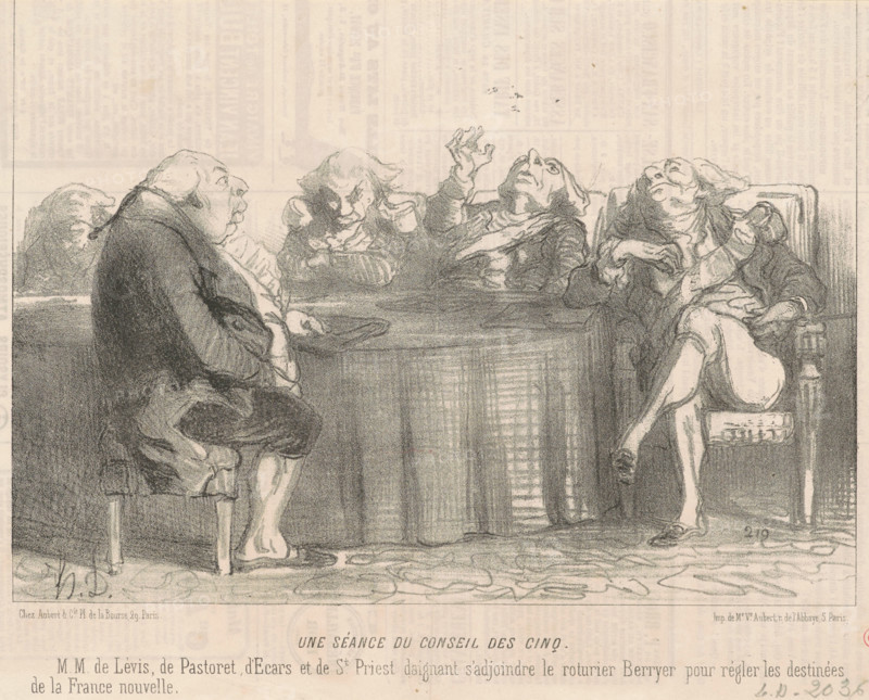 Une séance du conseil des cinq, 1850. Creator: Honore Daumier.