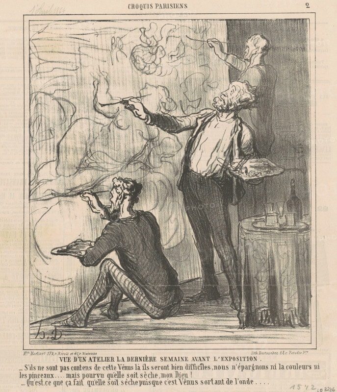 Vue d'un atelier la dernière semaine avant l'exposition, 1864.  Creator: Honore Daumier.