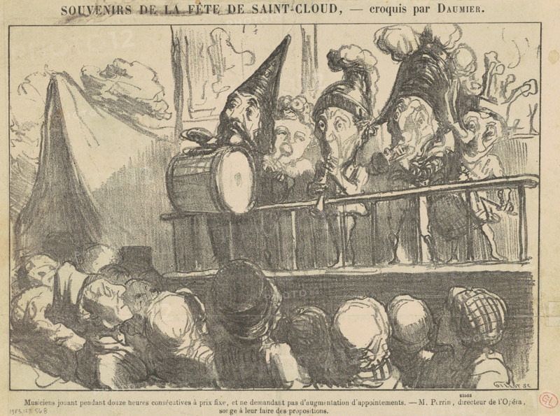 Musiciens jouant pendant douze heures ..., 19th century. Creator: Honore Daumier.