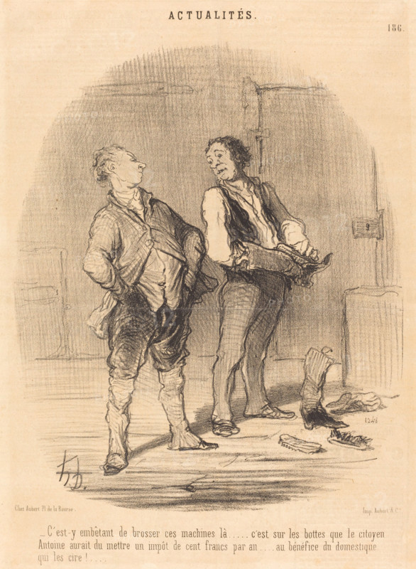 C'est-y embêtant de brosser ces machines là..., 1849. Creator: Honore Daumier.