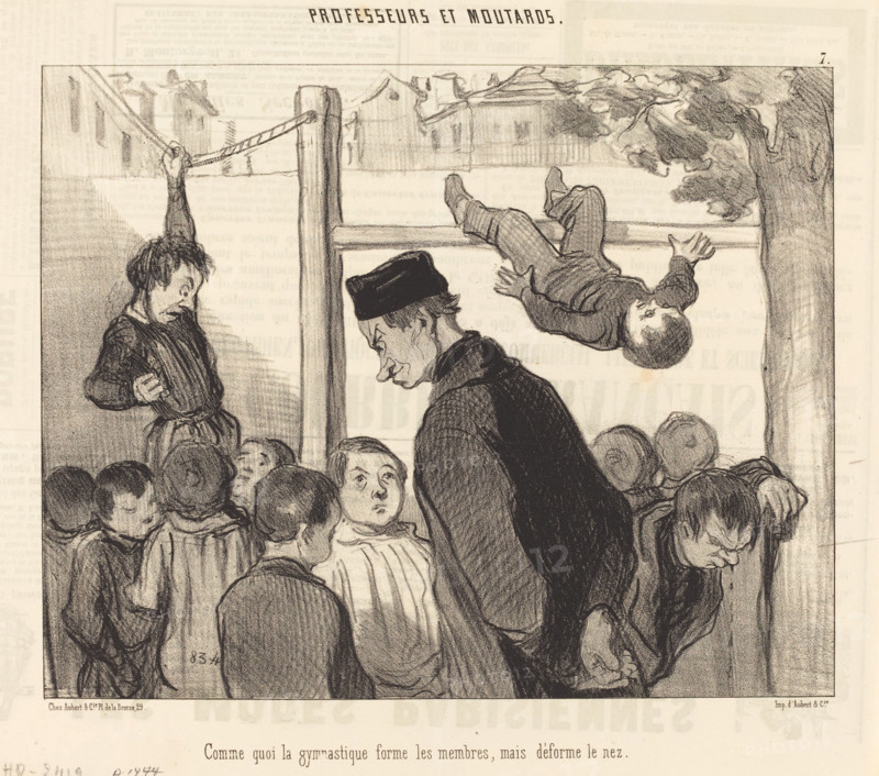 Comme quoi la gymnastique forme les membres..., 1845. Creator: Honore Daumier.