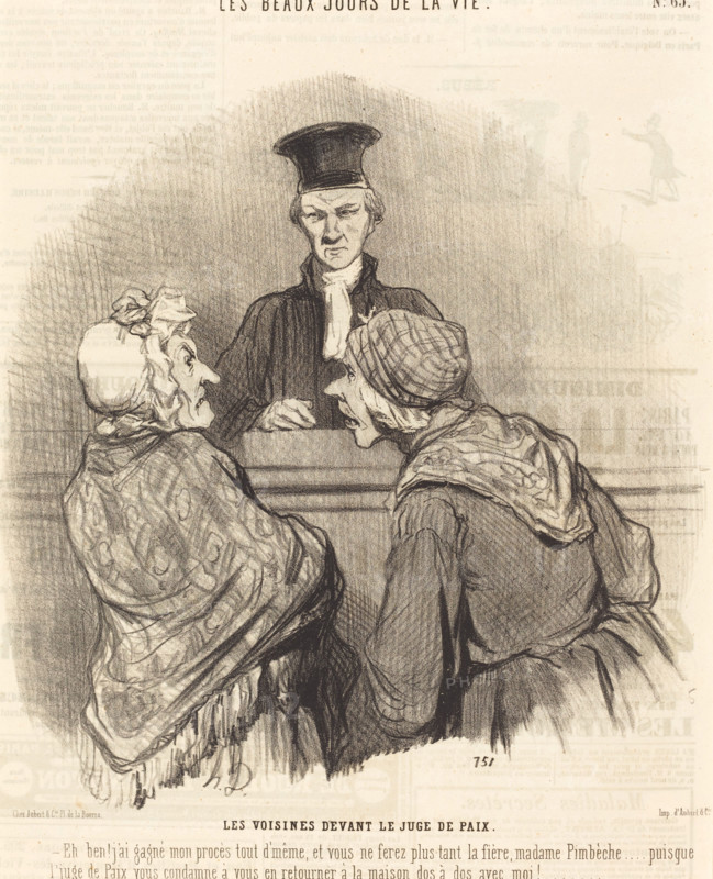 Les Voisines devant le Juge de Paix, 1845. Creator: Honore Daumier.