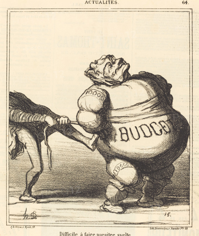 Difficile à faire paraitre svelte, 1869. Creator: Honore Daumier.