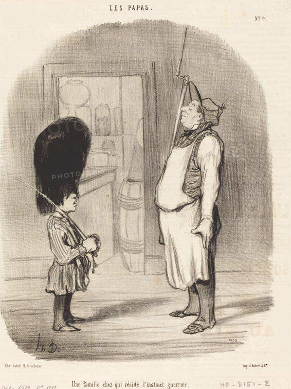 Une famille chez qui rèside l'instinct guerrier, 1847. Creator: Honore Daumier.