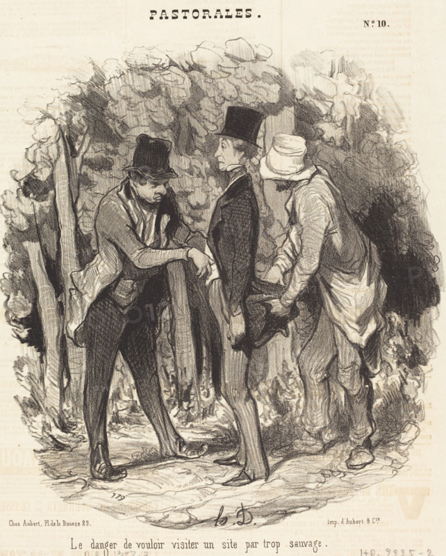 Le danger de vouloir visiter un site par trop sauvage, 1845.  Creator: Honore Daumier.