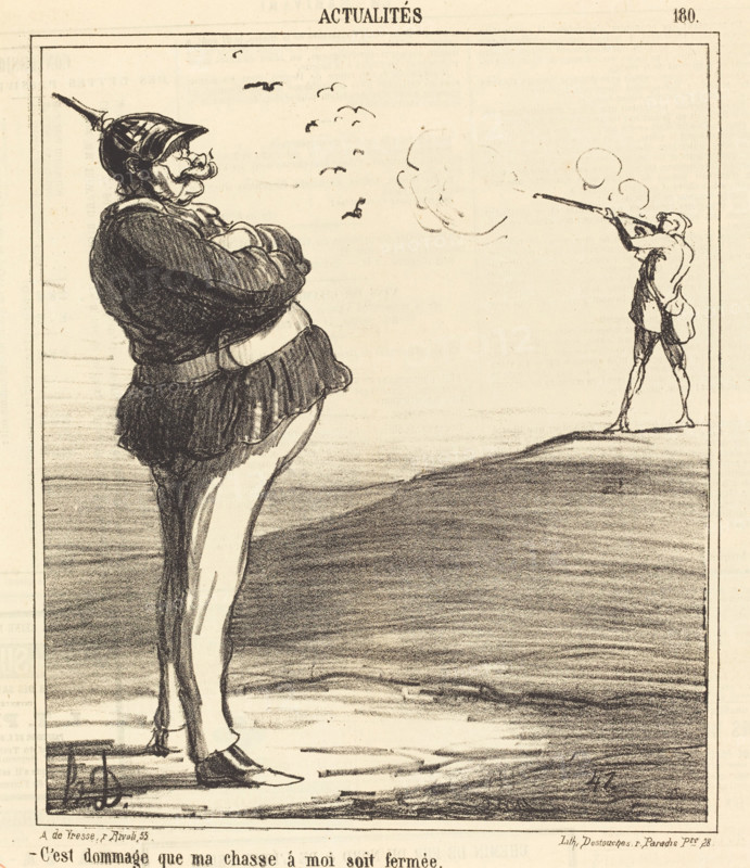 C'est dommage que ma chasse a moi soit fermée, 1867. Creator: Honore Daumier.