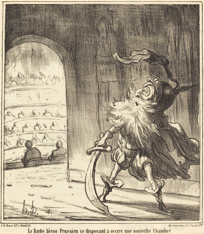 Le Barbe bleu Prussien se disposant à occire une nouvelle Chambre, 1866.  Creator: Honore Daumier.