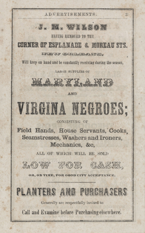 Poster advertising sale of slaves from Maryland and Virginia, c1857.  Creator: Unknown.