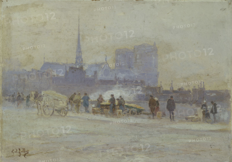 Notre-Dame, seen from the quay at the Hotel-de-Ville, c1900. Creator: Eugene Louis Gillot.