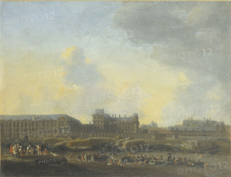 The Louvre and Hotel de Bourbon, seen from the left bank, around 1650, c1650. Creator: Reinier Zeeman.