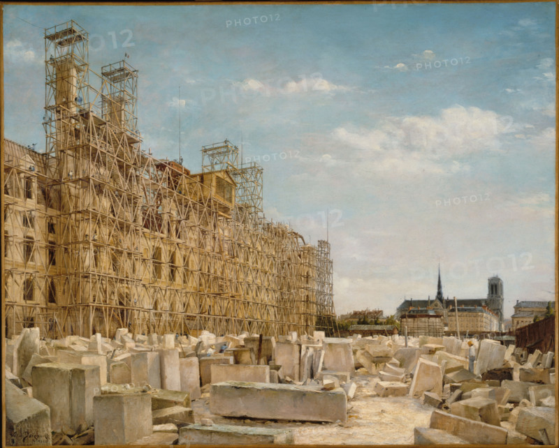 The Hotel de Ville under reconstruction, 1880. Creator: Paul Joseph Victor Dargaud.