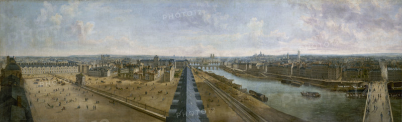 Panoramic view of Paris from the roof of the Pavillon de Flore, in the Tuileries Gardens, c1833.  Creator: Unknown.