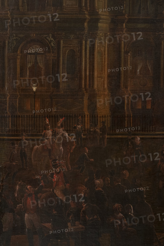Illumination of the Hôtel de Ville for King's Day, May 1, 1847, (1847). Creator: Auguste Roux.